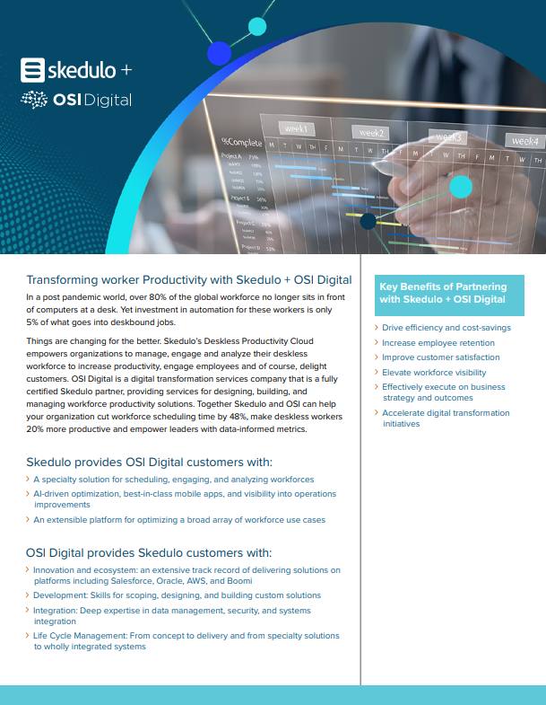 Data Sheet: Skedulo and OSI Digital Partner to Transform Worker Productivity