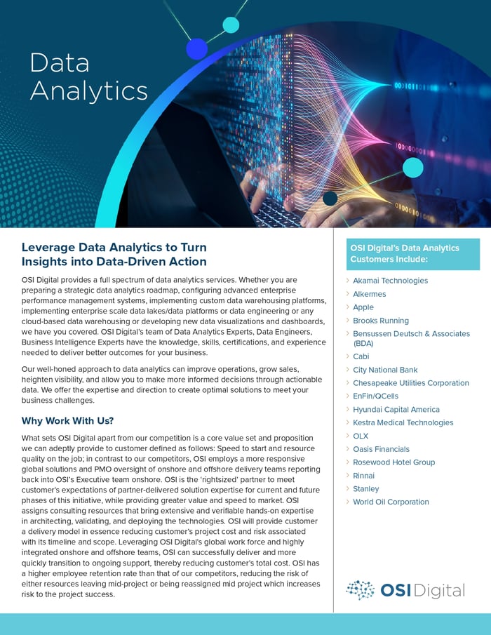 Data Sheet: Leverage Data Analytics to Turn Insights into Data-Driven Action