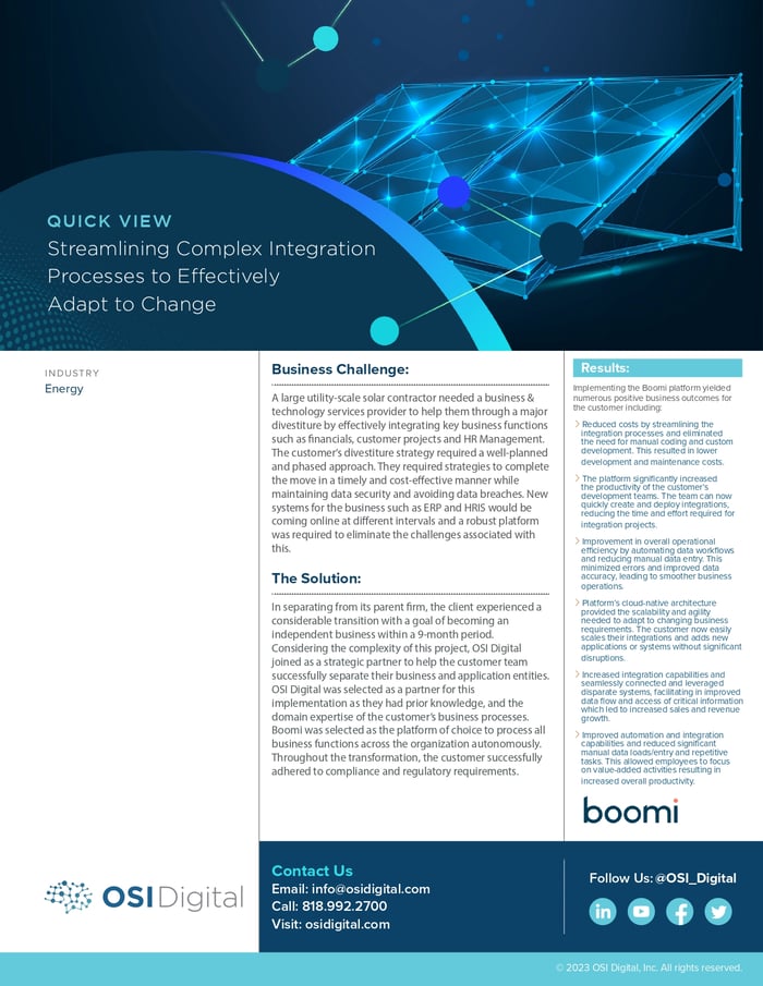 Quick View: Streamlining Complex Integration Processes to Effectively Adapt to Change