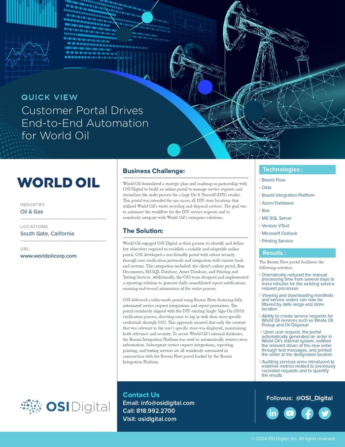 Quick View: Customer Portal Drives End-to-End Automation for World Oil
