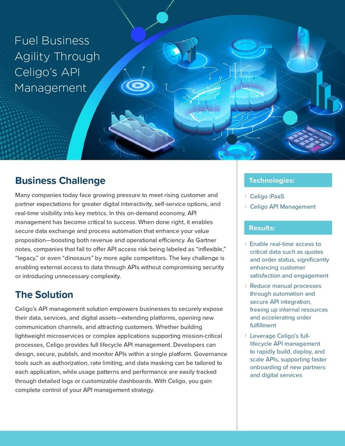 Data Sheet: Fuel Business Agility Through Celigo's API Management