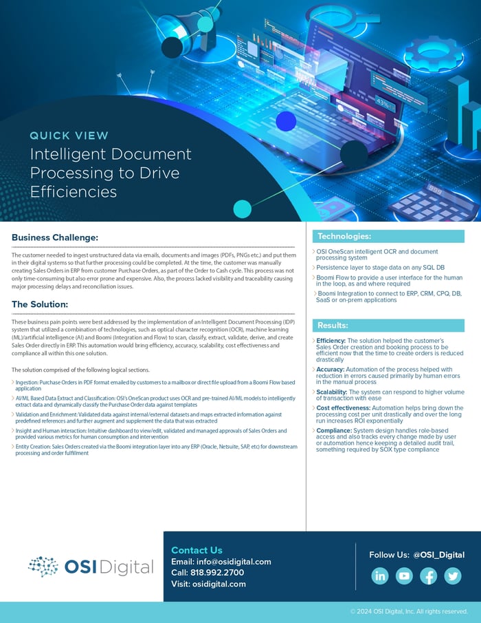 Quick View: Intelligent Document Processing to Drive Efficiencies