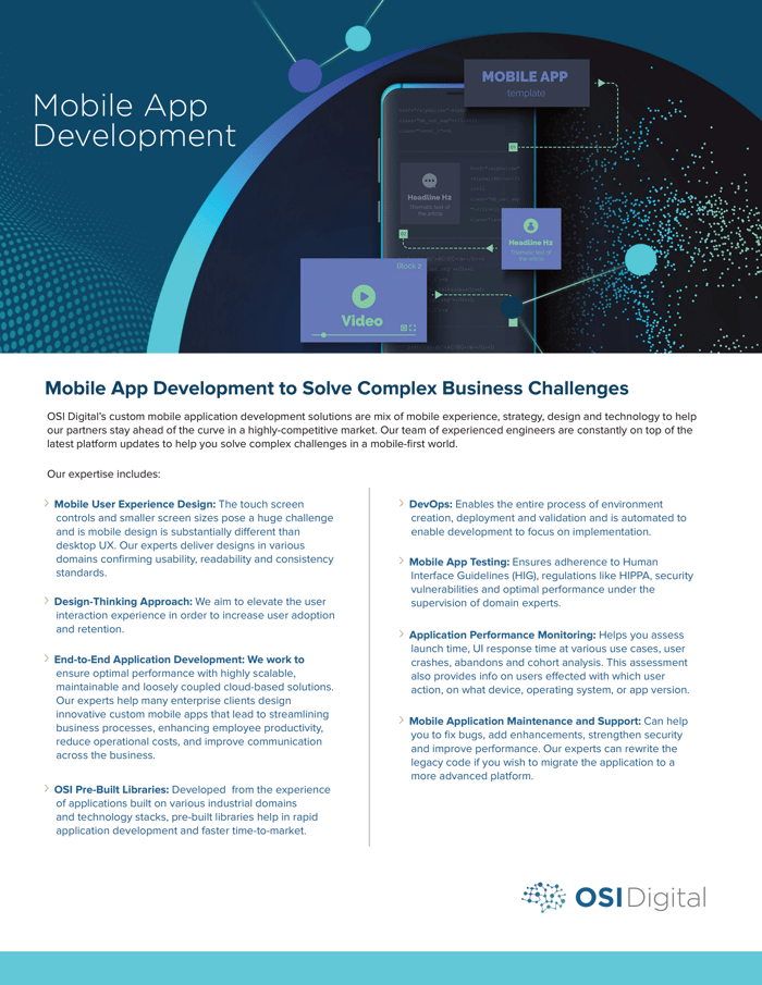 Data Sheet: Mobile App Development to Solve Complex Business Challenges