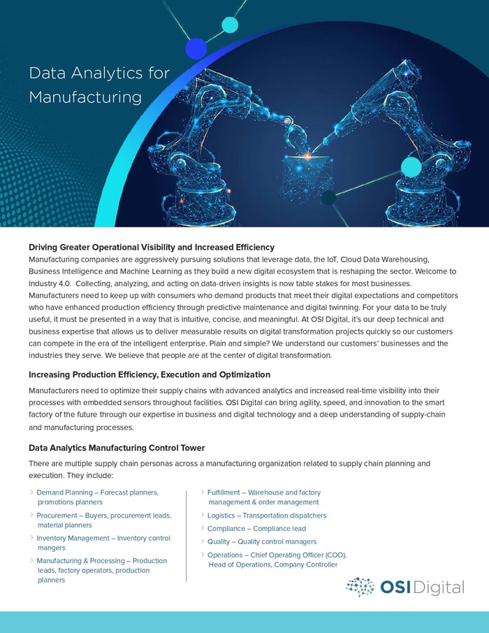 White Paper: Data Analytics for Manufacturing