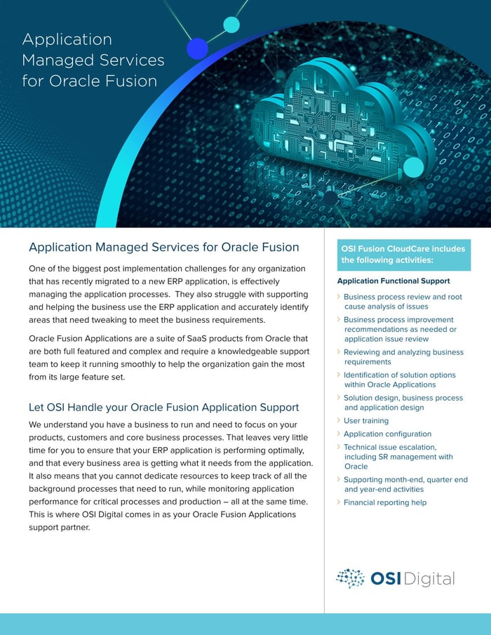 Data Sheet: Application Managed Services for Oracle Fusion