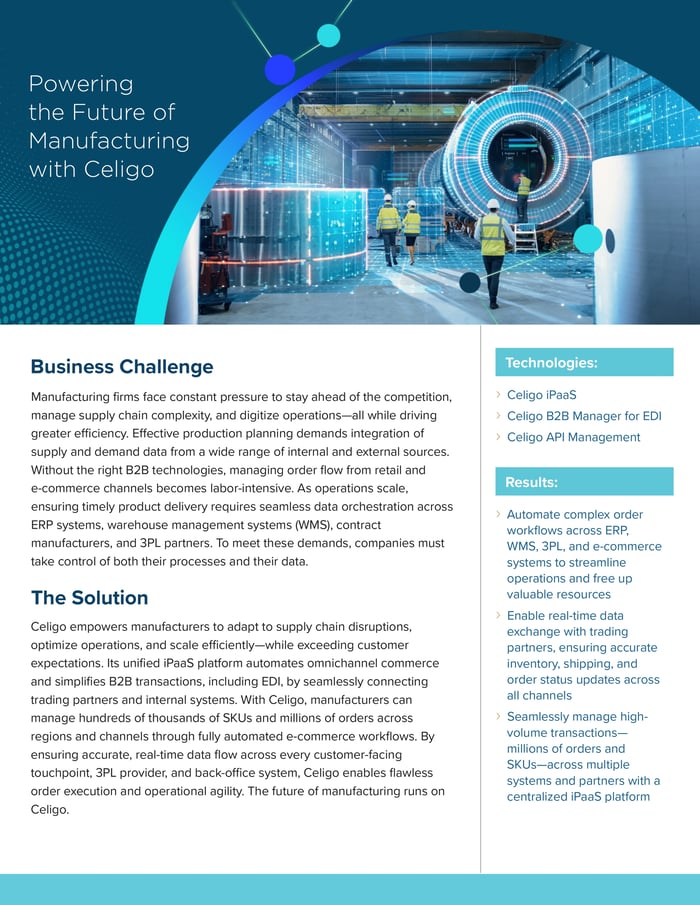 Data Sheet: Powering the Future of Manufacturing with Celigo