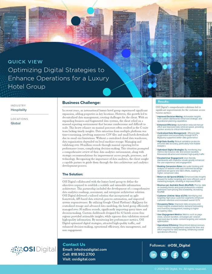 Quick View: Optimizing Digital Strategies to Enhance Operations for a Luxury Hotel Group