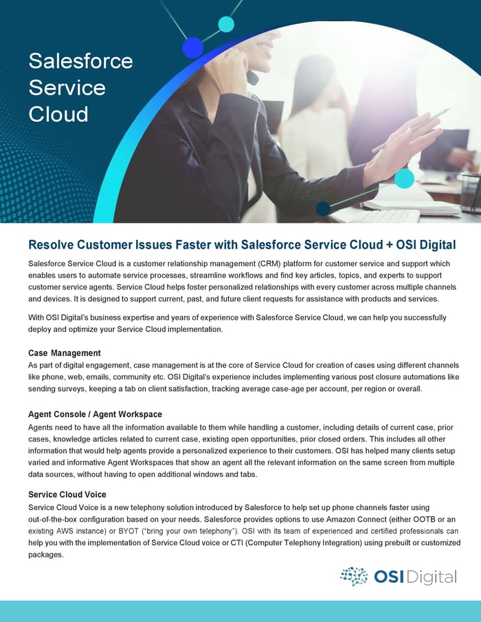 Data Sheet: Salesforce Service Cloud