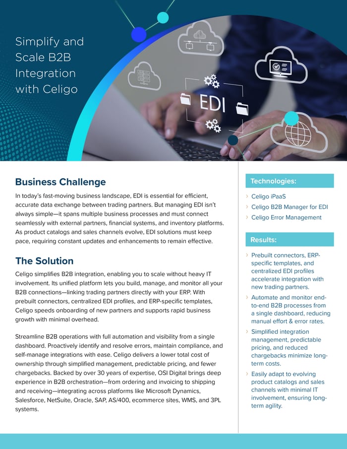 Data Sheet: Simplify and Scale B2B Integration with Celigo