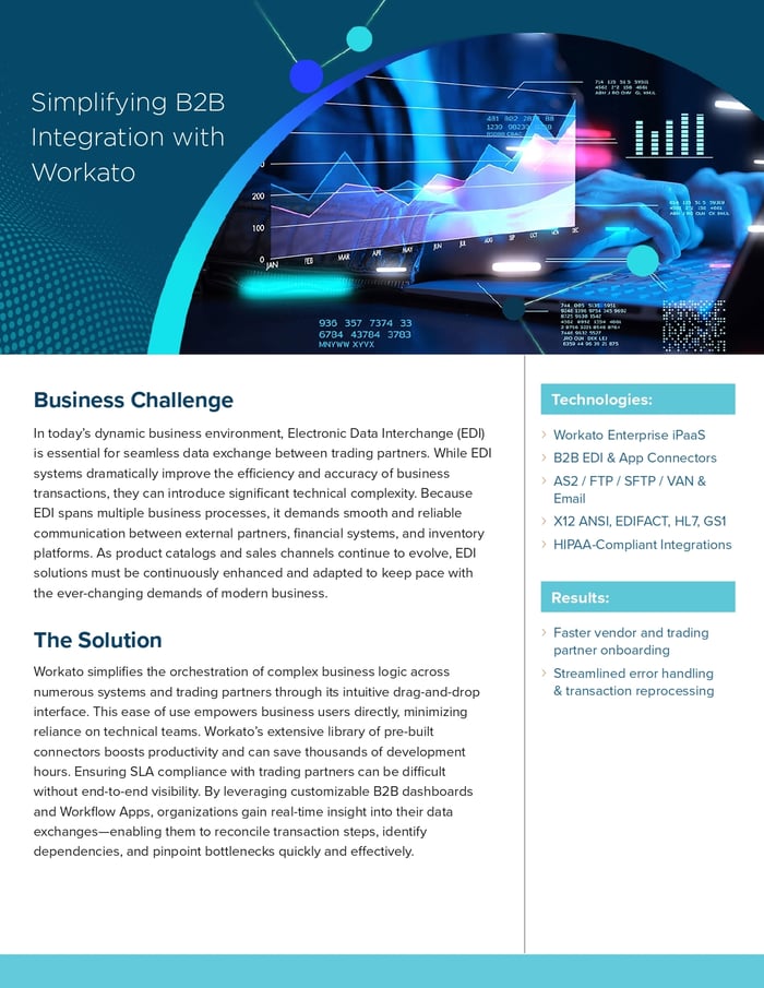 Data Sheet: Simplifying B2B Integration with Workato