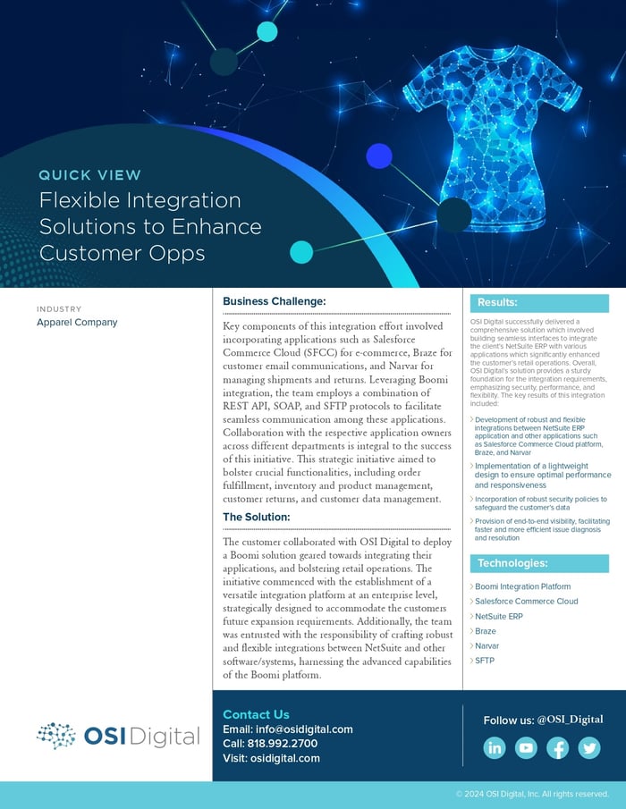 Quick View: Flexible Integration Solutions to Enhance Customer Opps for an Apparel Company