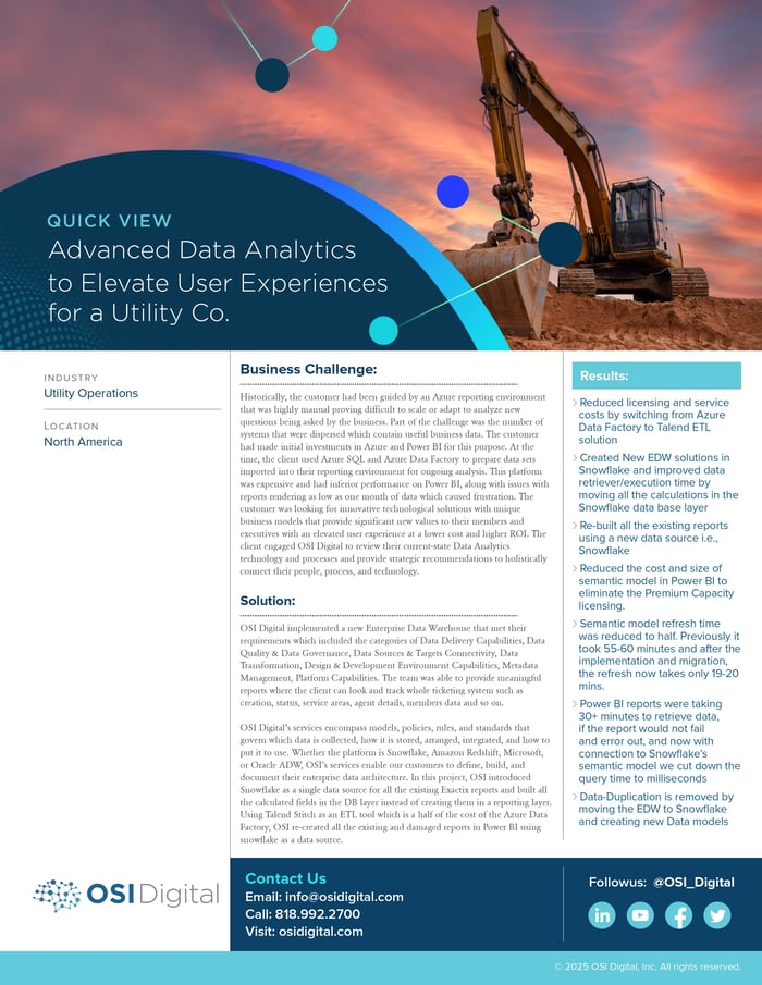 Quick View: Advanced Data Analytics to Elevate User Experiences for a Utility Co.