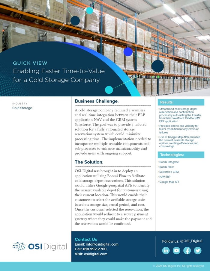 Quick View: Enabling Faster Time-to-Value for a Cold Storage Company
